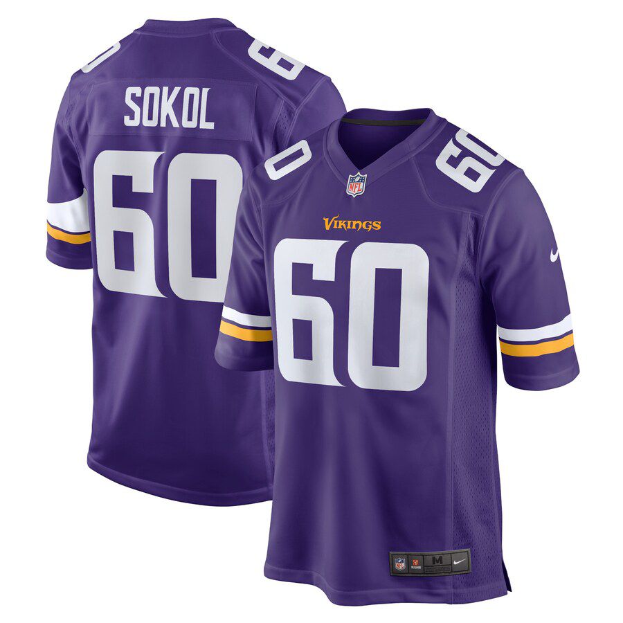 Men Minnesota Vikings 60 Josh Sokol Nike Purple Home Game Player NFL Jersey